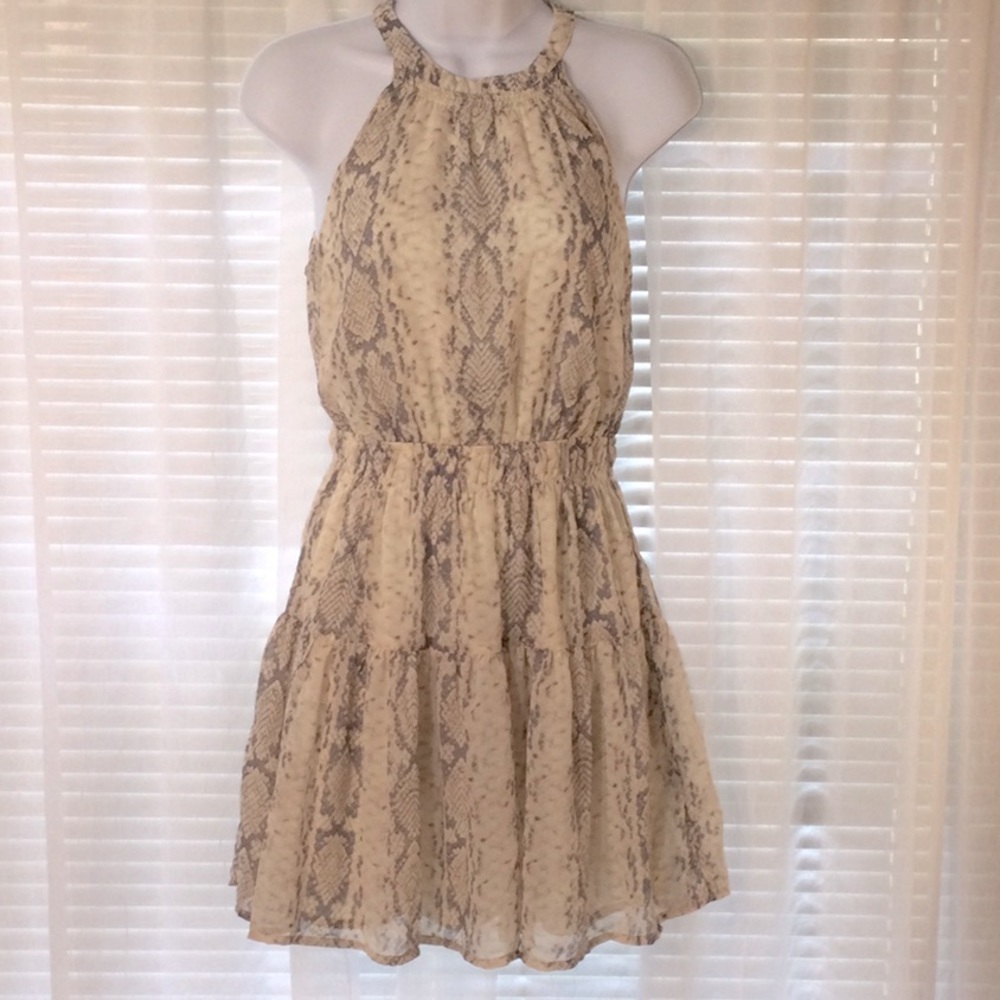 Japna Snake High Neck Split Back Dress Sz S